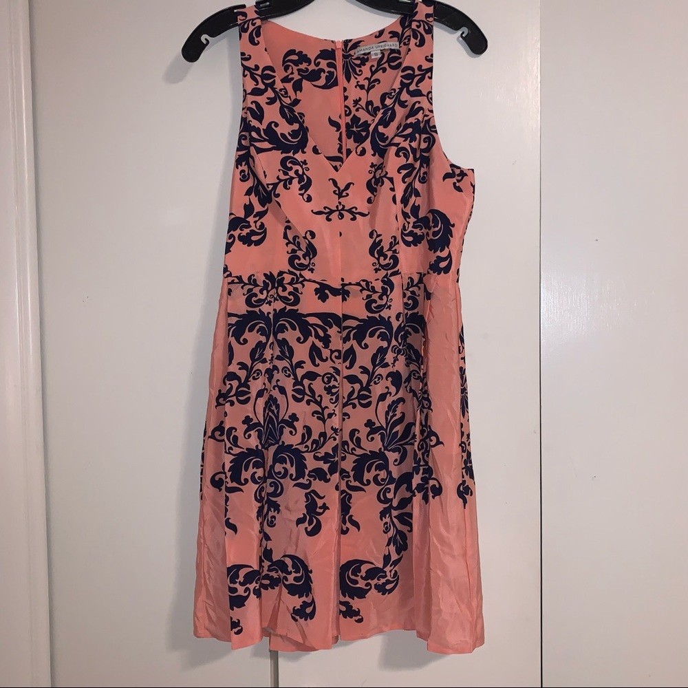 Amanda Uprichard Coral and Navy Dress - Picture 1 of 4